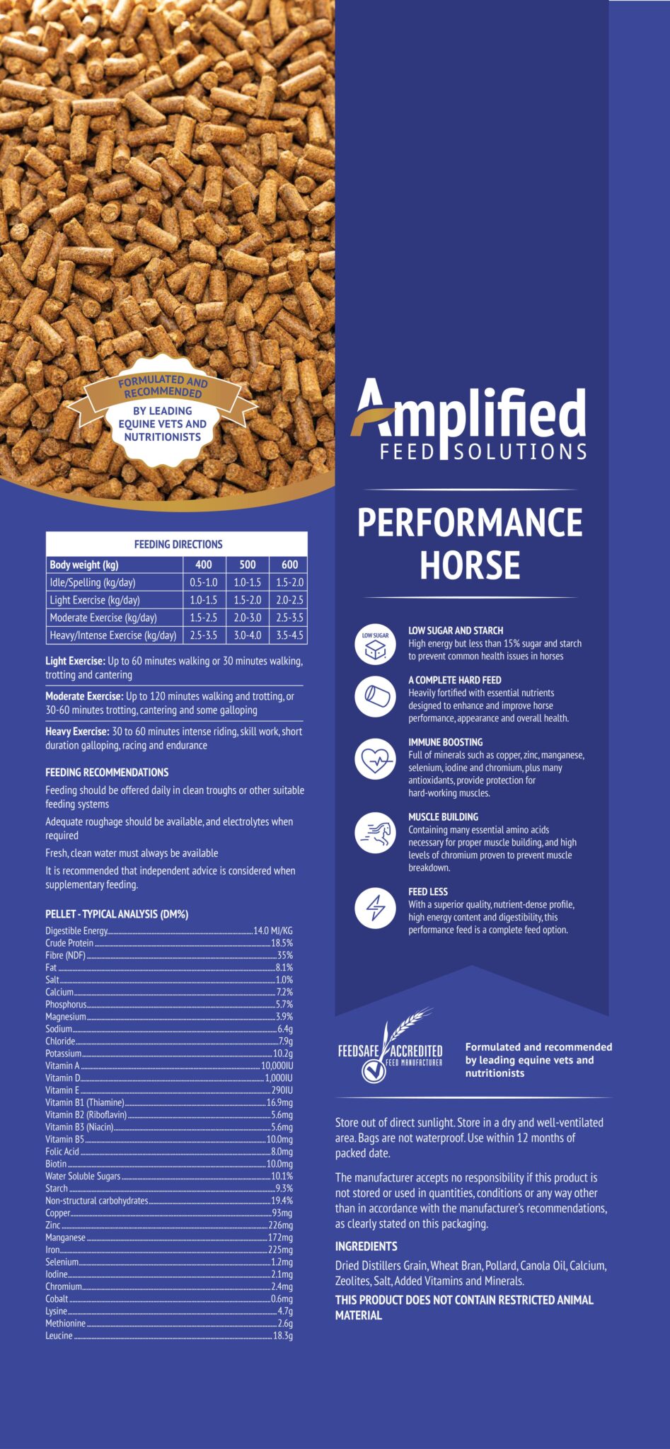 AMPLIFIELD PERFORMANCE HORSE PELLETS 20KG
